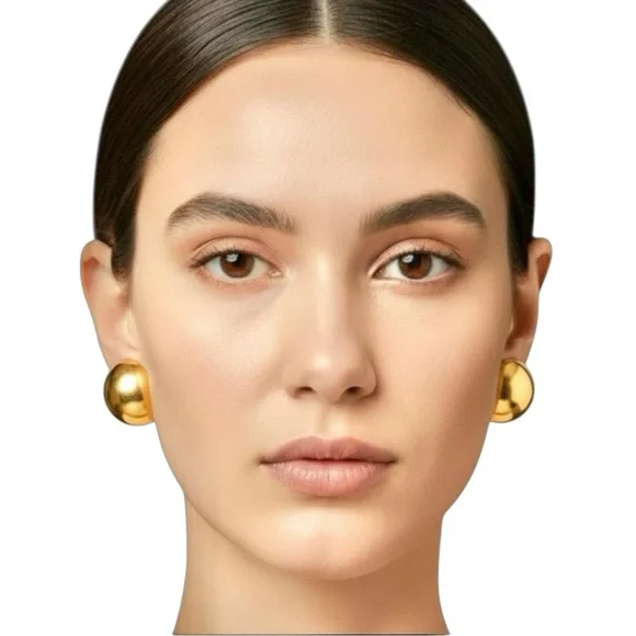 J.CREW ‘THE BEAN’ Structural Orb Earrings in Brushed Gold; Signed & NWT - Picture 2 of 11